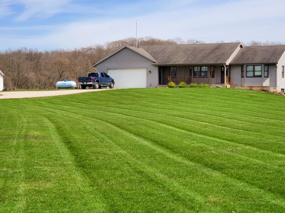 Freshl Mowed Front Lawn.